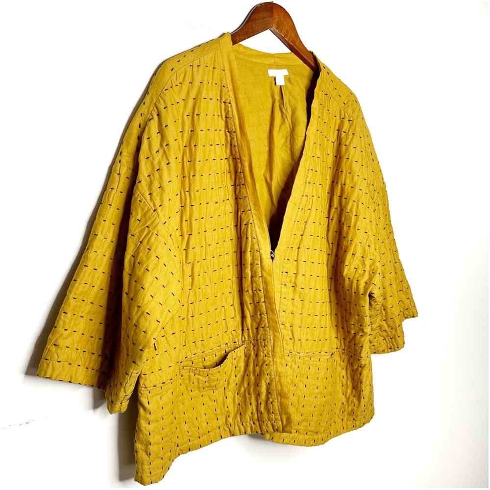 J. Jill Pure Jill Kantha-Stitched Kimono Jacket size 4X Color Golden Rod #238944 - Picture 5 of 13